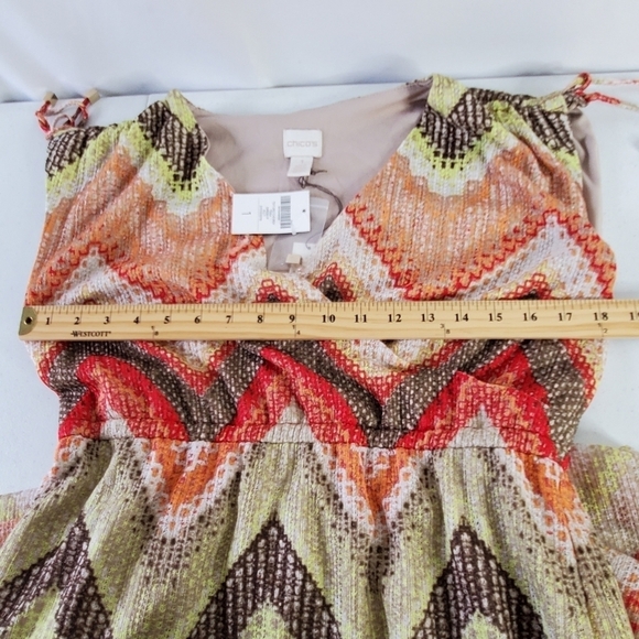 Chico's Textured Chevron Tessa Maxi Dress Size 1 US M Sleeveless Stretch Resort - Picture 9 of 16